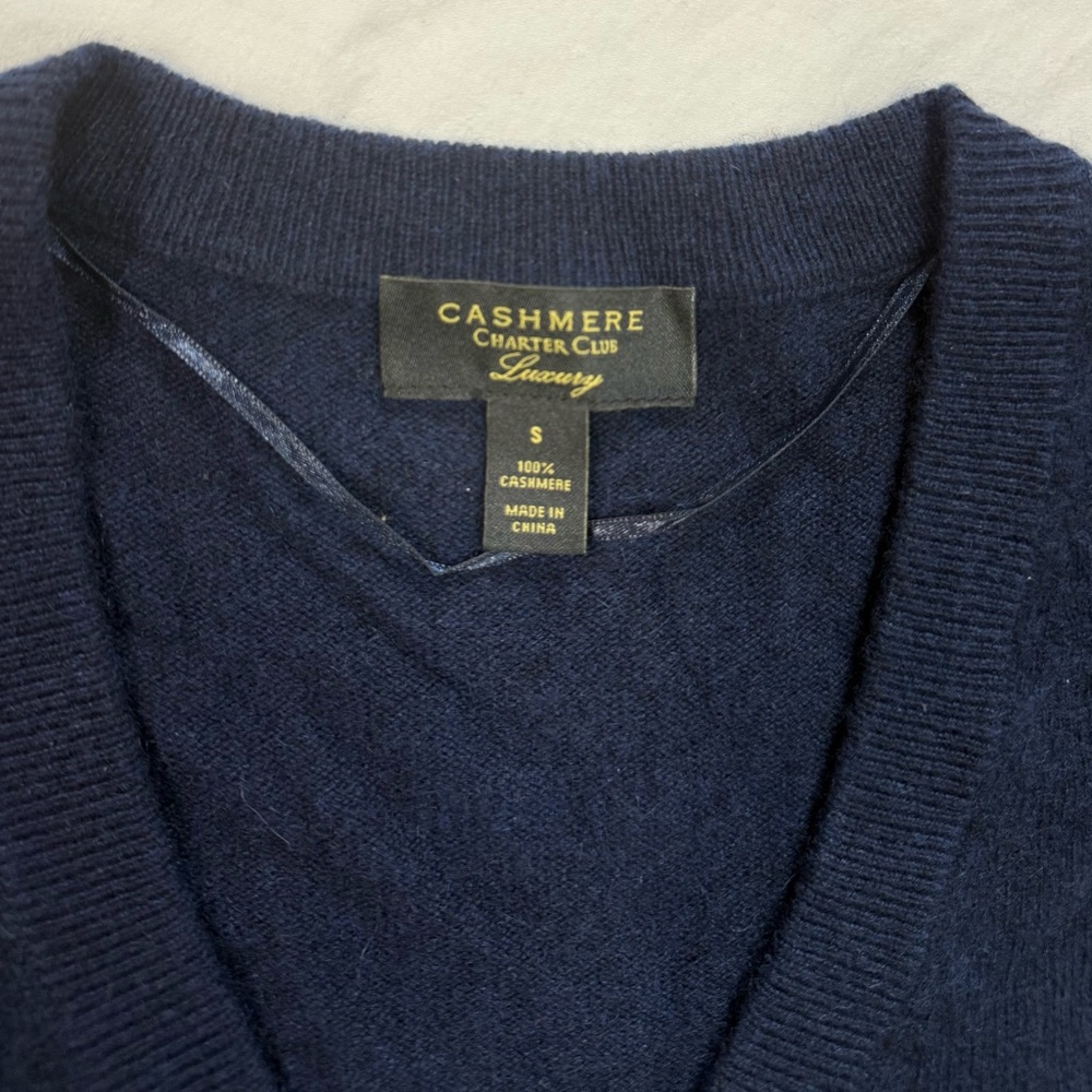 Charter Club Luxury Navy Blue Button Front 100% Cashmere Cardigan Sweater R13C - Picture 3 of 6